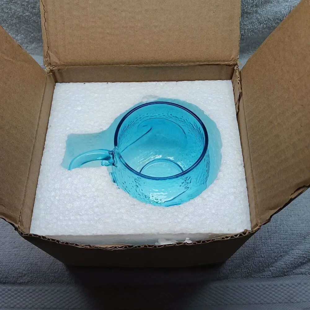 Glass Coffee Or Tea Cup☕️Aqua Glass Vintage Collectable new in origional Box